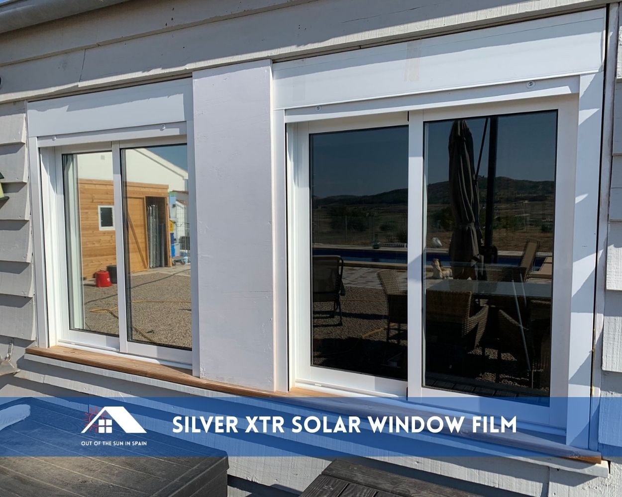 Before and after silver xtr solar window film installation in Caudete, Alicante