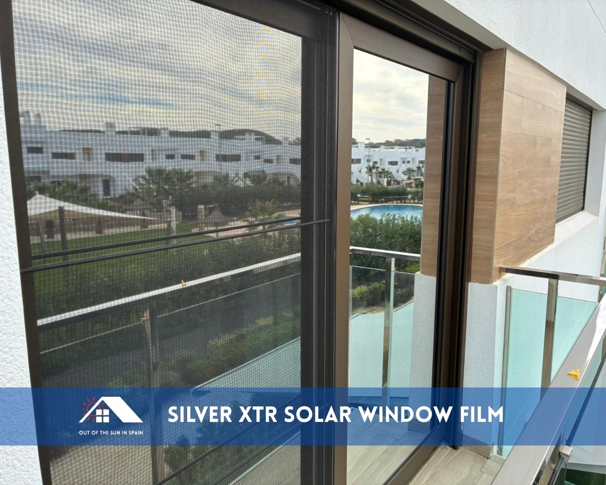 Before and after silver xtr solar window film installation in Vistabella golf resort Alicante