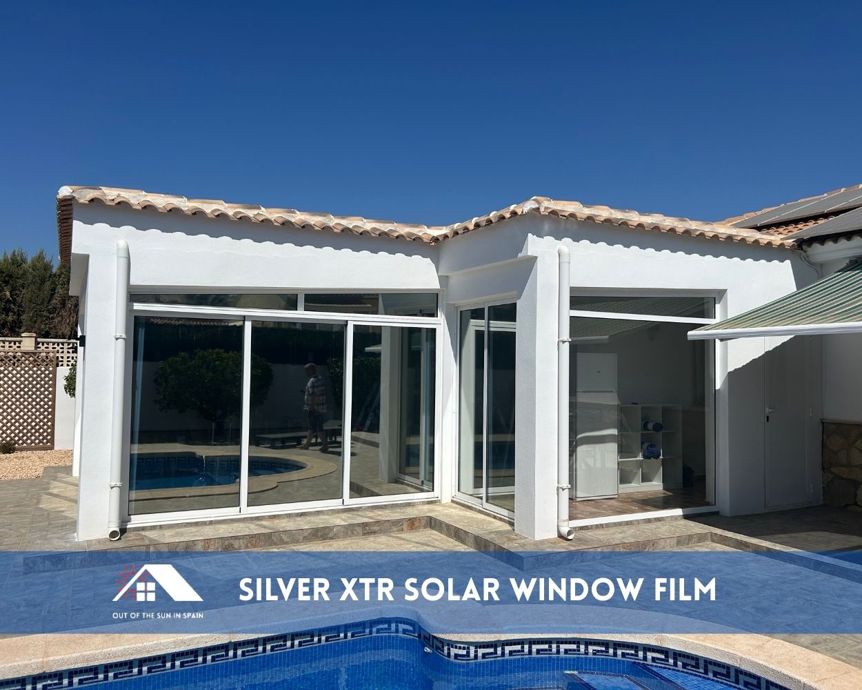 Before and after silver xtr solar window film installation in Arboleas, Almeria